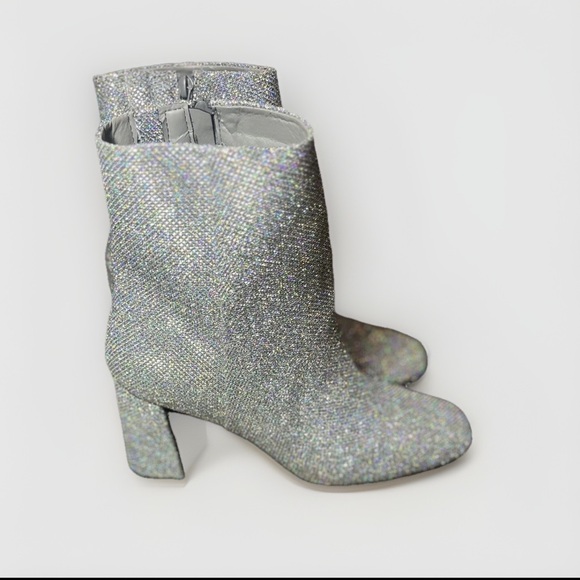Sugar Element Women's Heeled Ankle Boots Pewter Sparkle Fabric US Size 6 Medium - Picture 14 of 14